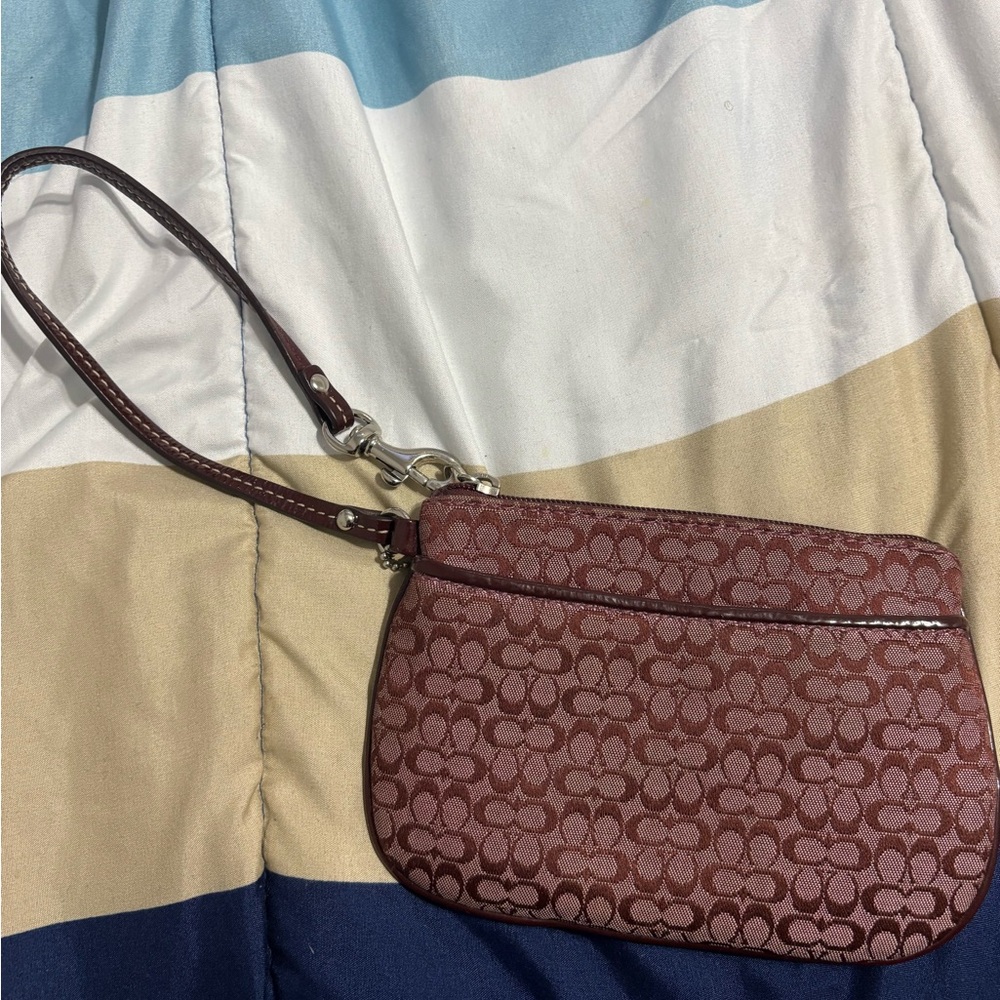 Coach Brown Signature Wristlet Clutch